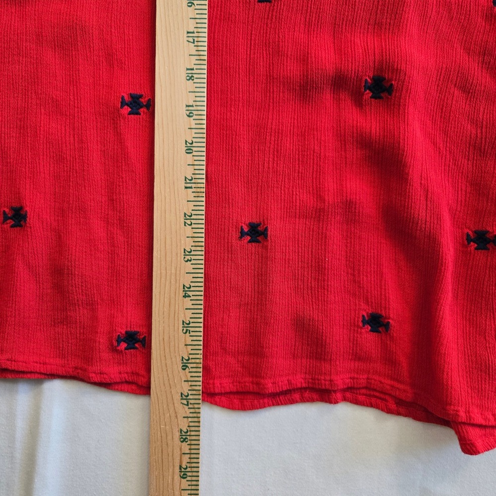 Catherines Womens 2X Red Embroidered Long Bell Sleeve Keyhole Rayon Tunic Top - Picture 6 of 6
